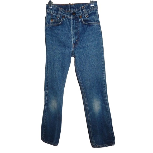 Vintage Levis 418 Orange Tab Jeans Kids 10 (22x23 1/4) Slim Straight Made In USA - Picture 1 of 9